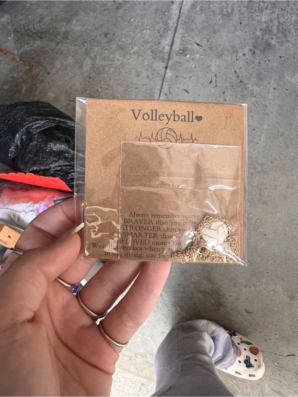 Amazon Gold and White Volleyball Pendant Necklace